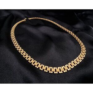 Vintage 1980's MONET Signed Gold-Tone Textured Necklace